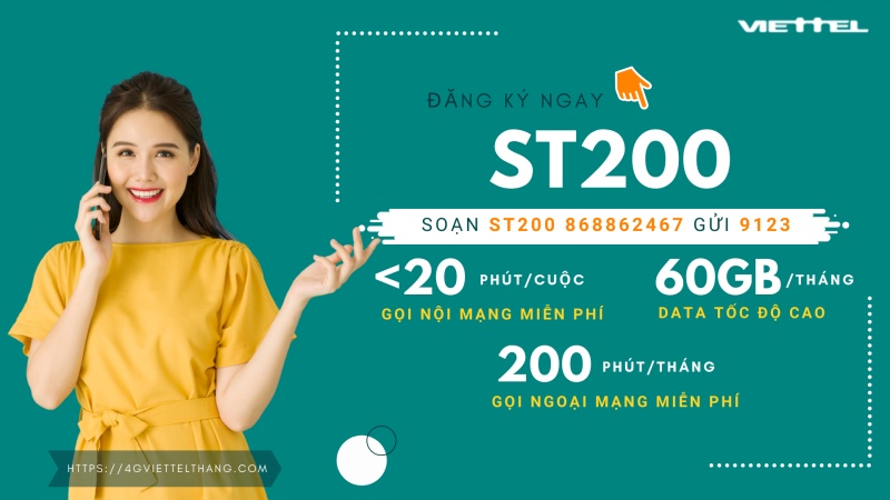 Cú pháp đăng ký gói cước ST200 Viettel