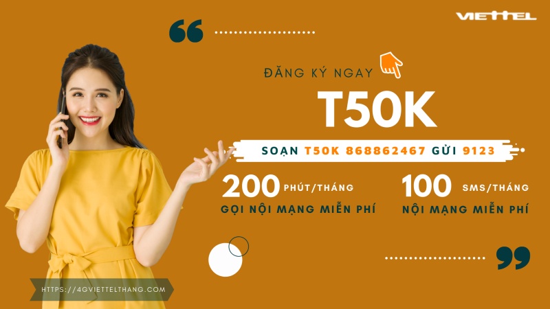 Cú pháp đăng ký gói T50K Viettel