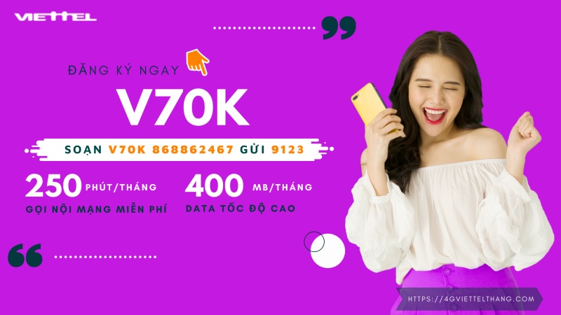 đăng ký gói 70K Viettel gọi nội mạng -V70K