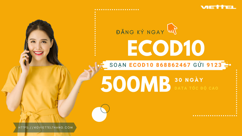 Đăng ký 4G Viettel 10K 1 tháng - ecod10