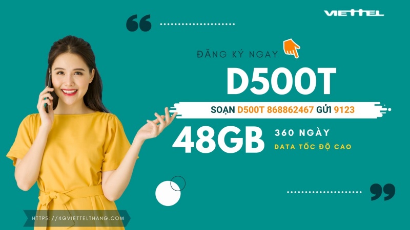 gói cước 4G Viettel 12 tháng D500T