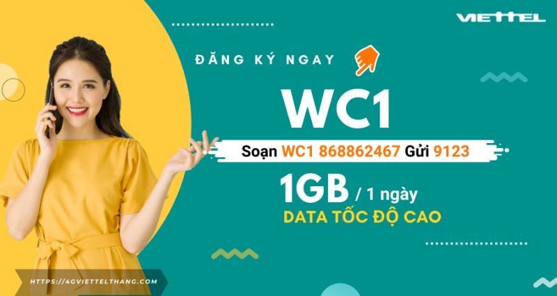Cách đăng ký 4G Viettel 1 ngày 10K - WC1