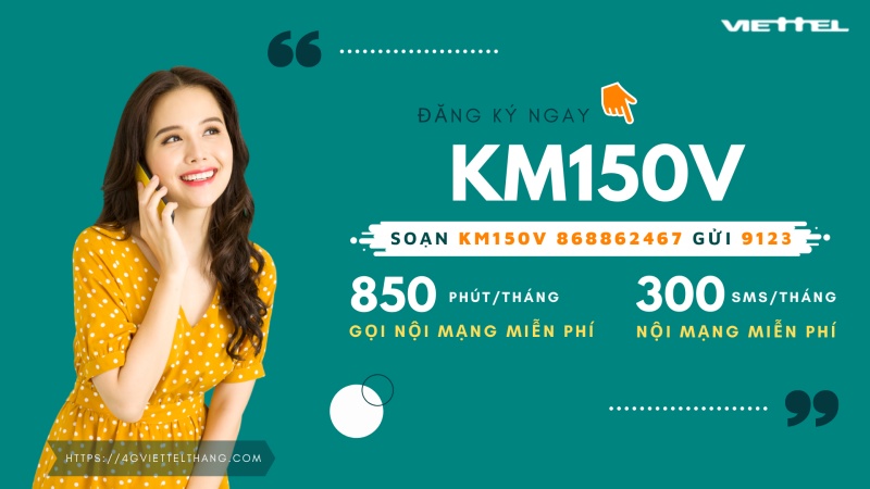 Đăng ký gói KM150V Viettel Tháng