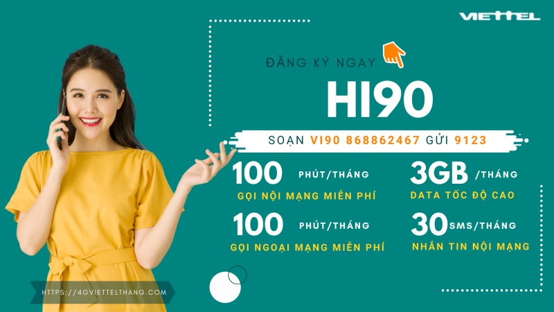 Đăng ký gói HI90 Viettel 90k 1 tháng