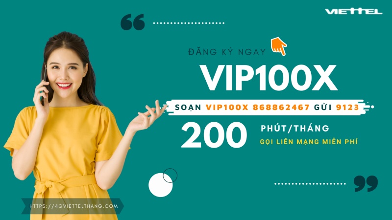 Đăng ký gọi ngoại mạng Viettel gói Vip100X Viettel