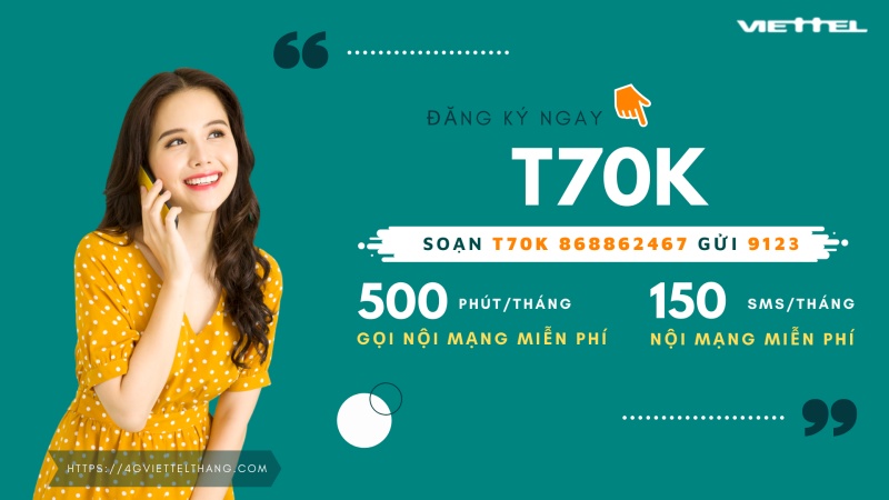Đăng ký gói cước T70k Viettel