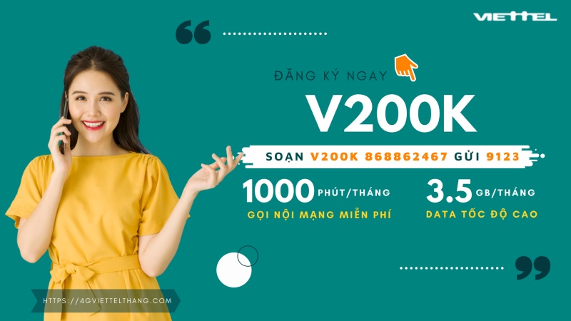 Đăng ký gói V200K Viettel 200k 1 Tháng