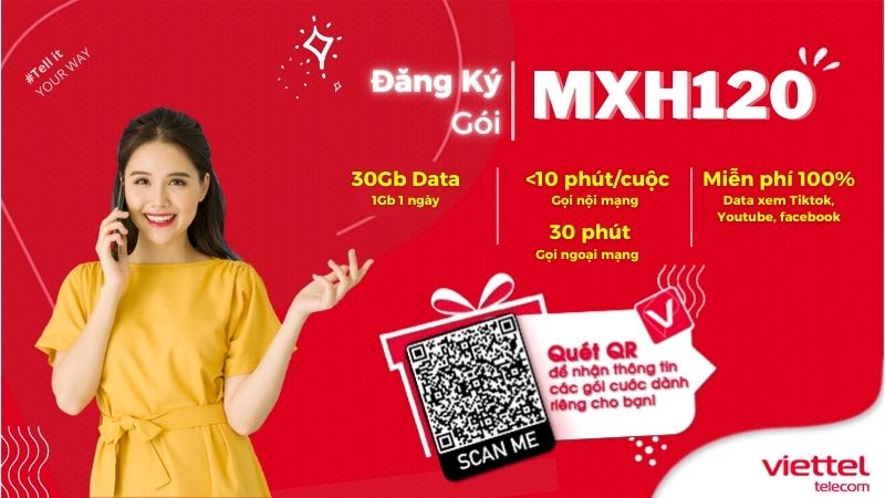 Gói mạng xã hội Viettel MXH120 mới nhất 2023
