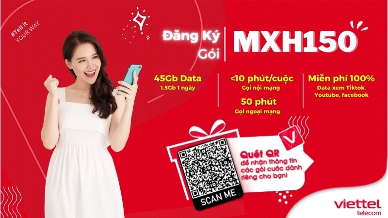 Gói mạng xã hội Viettel MXH150 mới nhất 2023