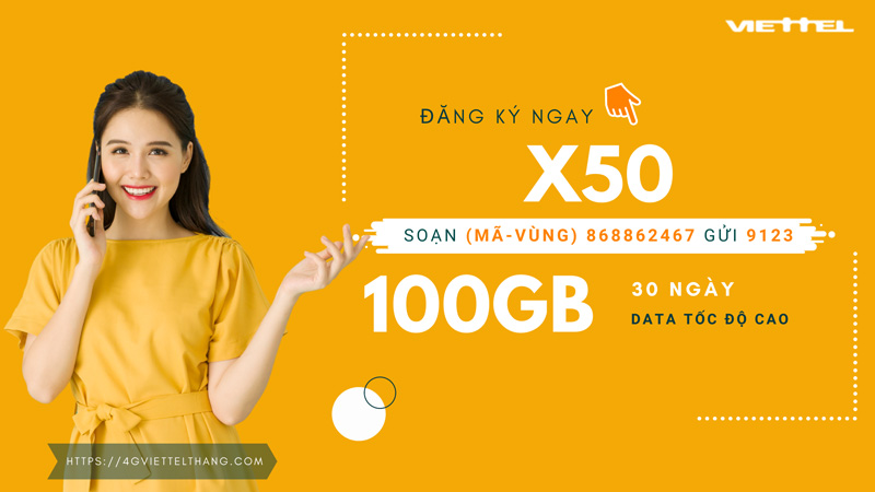 Gói X50 Viettel 100Gb