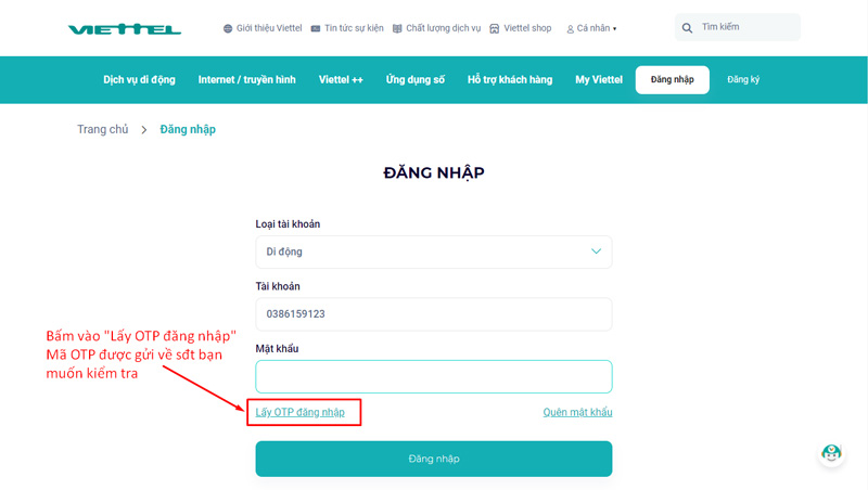 Kiểm tra khuyến mãi Viettel
