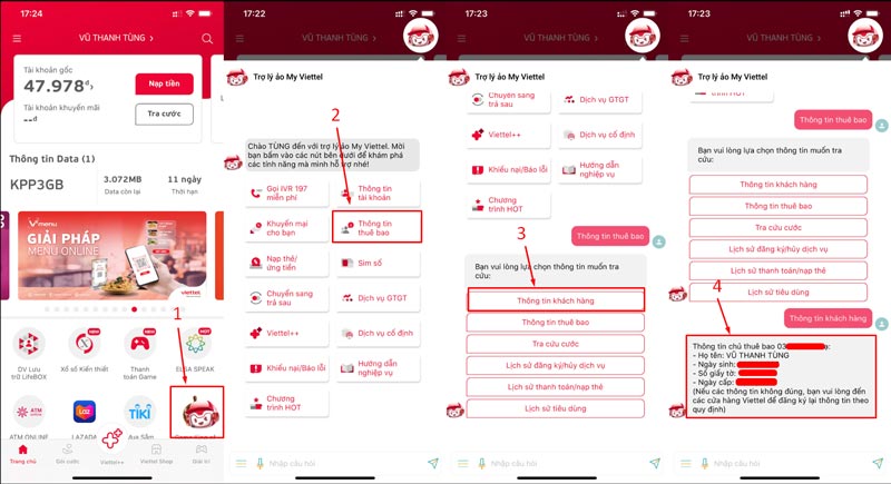 Cách kiểm tra thông tin thuê bao Viettel