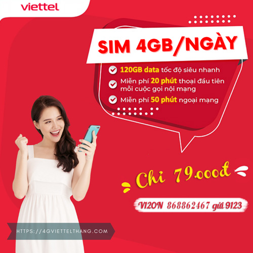 Sim 4g viettel 4gb/ngày